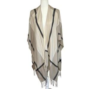 Three Dots Wrap Shall Ruana Scarf Throw Women's One Size | Beige | EUC